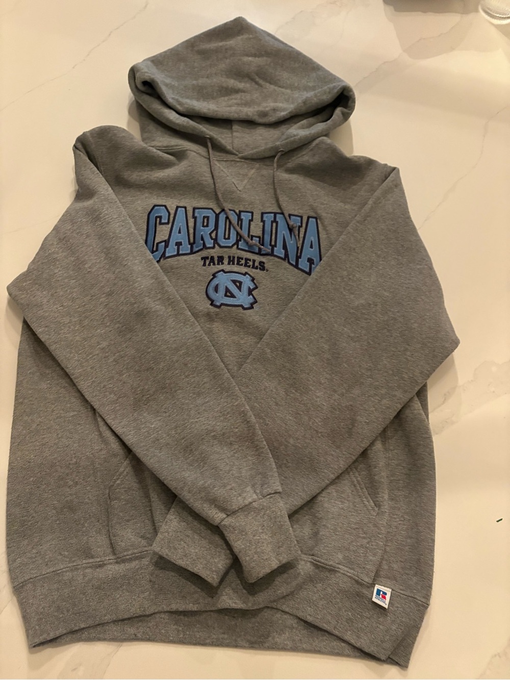 Boathouse Russell Athletic Gray Hoodie with Carolina Tar Heels Blue Logo